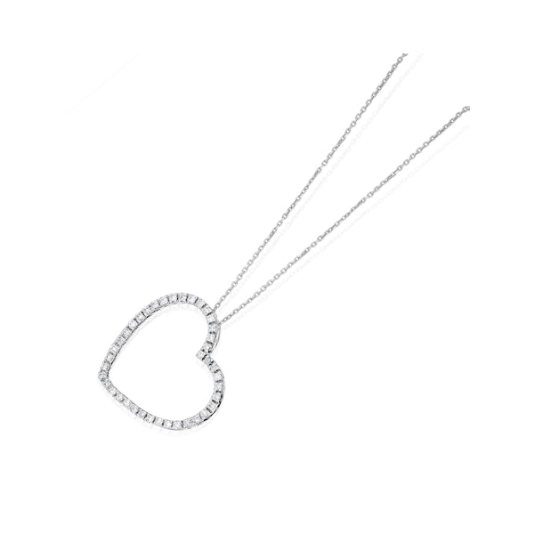 Heart Pendant Necklace 0.30ct Diamond 9K White Gold - Image 4