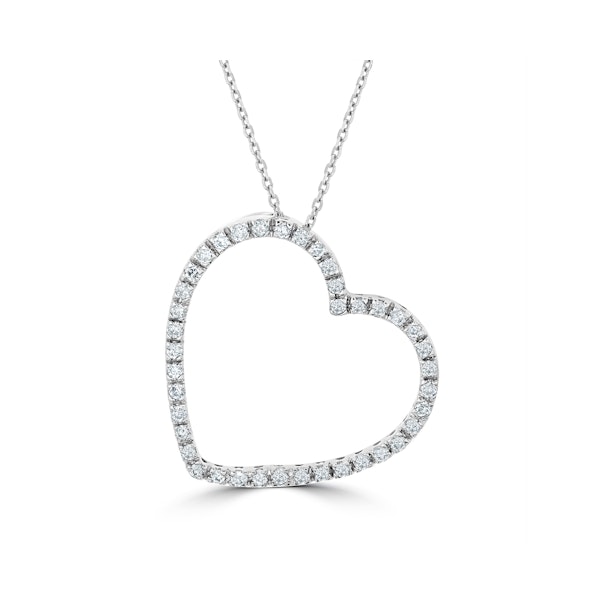 Heart Pendant Necklace 0.30ct Diamond 9K White Gold - Image 3