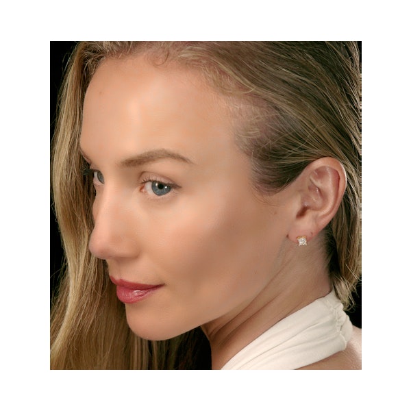 Princess Cut Lab Diamond Stud Earrings 0.50ct  in 9K Yellow Gold - Image 2