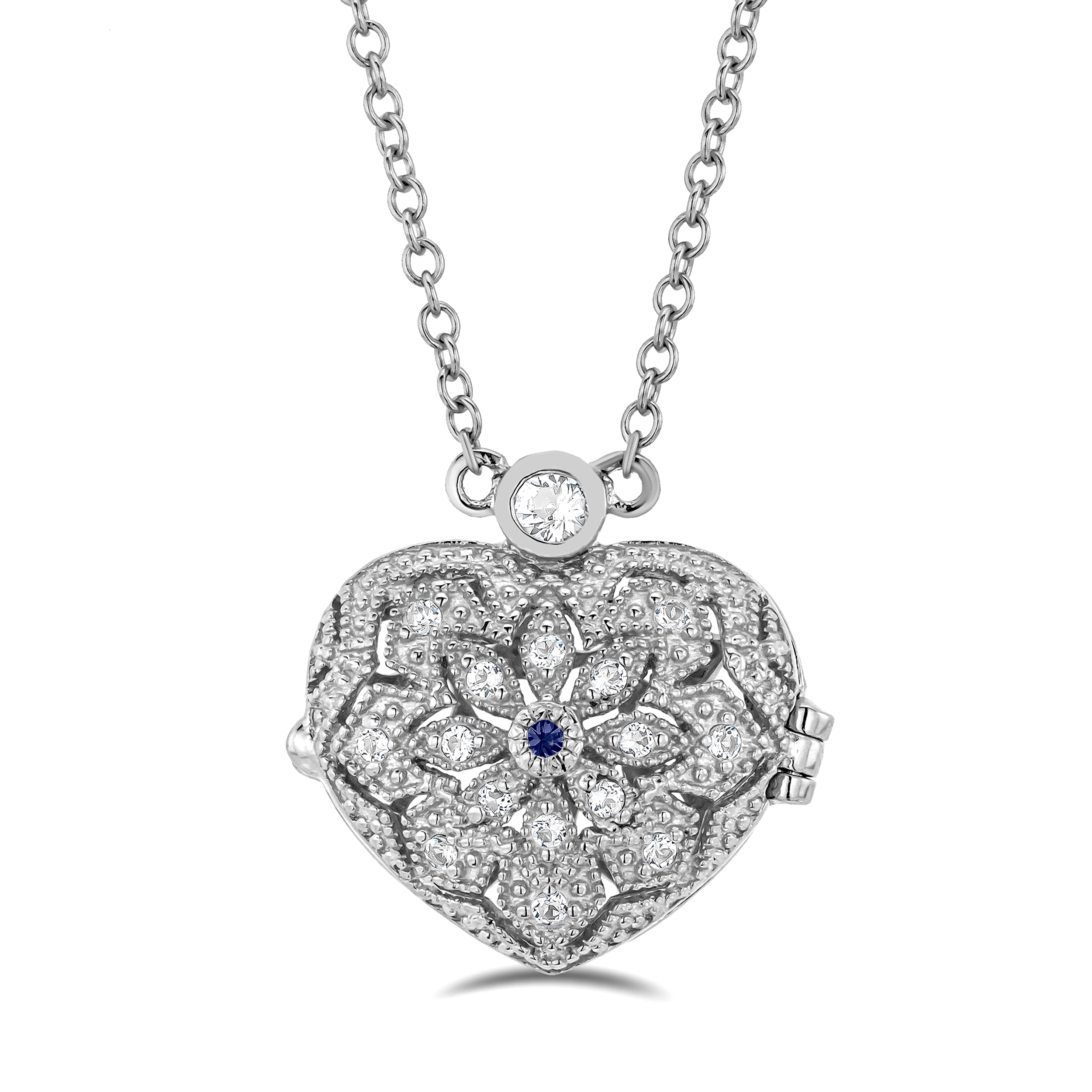 Discount Sterling silver vermeil, sapphire, and CZ pendant 925