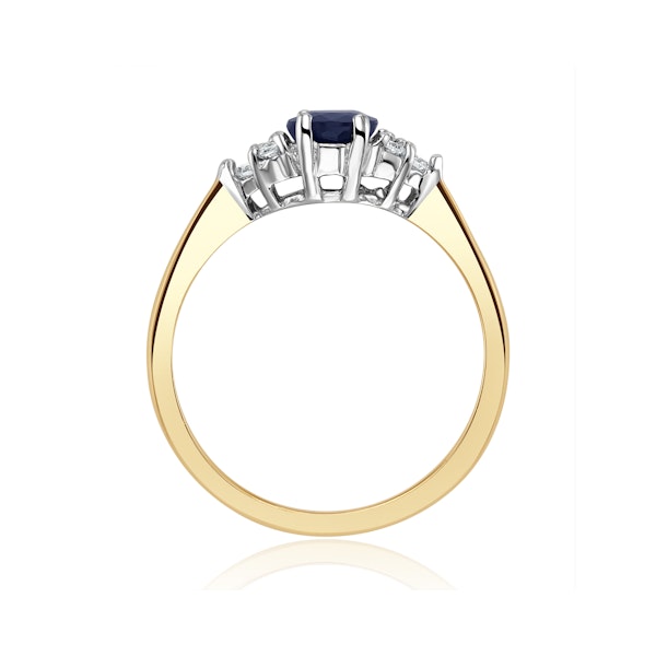 Sapphire 7 x 5mm And Diamond 18K Gold Ring - Image 3