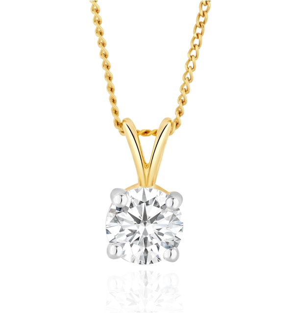 Lab Diamond Solitaire Pendant Necklace 0.50ct H/Si in 9K Gold - image 1