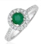 Halo  Emerald 0.50ct And Diamond 18K White Gold Ring - image 1