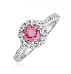 Halo 18K White Gold Diamond and Pink Sapphire Ring 0.36ct