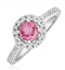Halo 18K White Gold Diamond and Pink Sapphire Ring 0.36ct - image 1