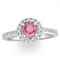 Halo 18K White Gold Diamond and Pink Sapphire Ring 0.36ct - image 2