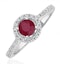 Halo Ruby 0.65ct And Diamond 18K White Gold Ring - image 1