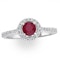 Halo Ruby 0.65ct And Diamond 18K White Gold Ring - image 2