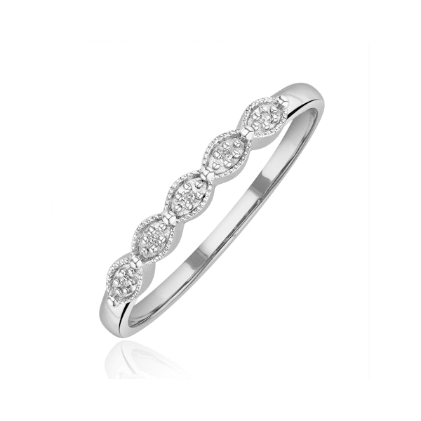 Half Eternity Ring 0.02CT Diamond 9K White Gold - Image 1