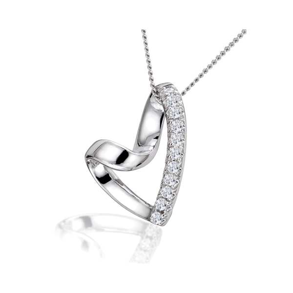Lab Diamond Heart Necklace Pendant 0.10ct H/SI Set in 925 Silver - Image 1