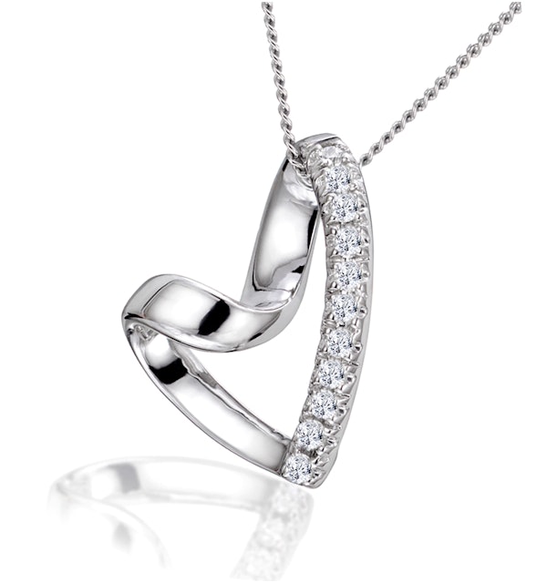 Lab Diamond Heart Necklace Pendant 0.10ct H/SI Set in 925 Silver - image 1
