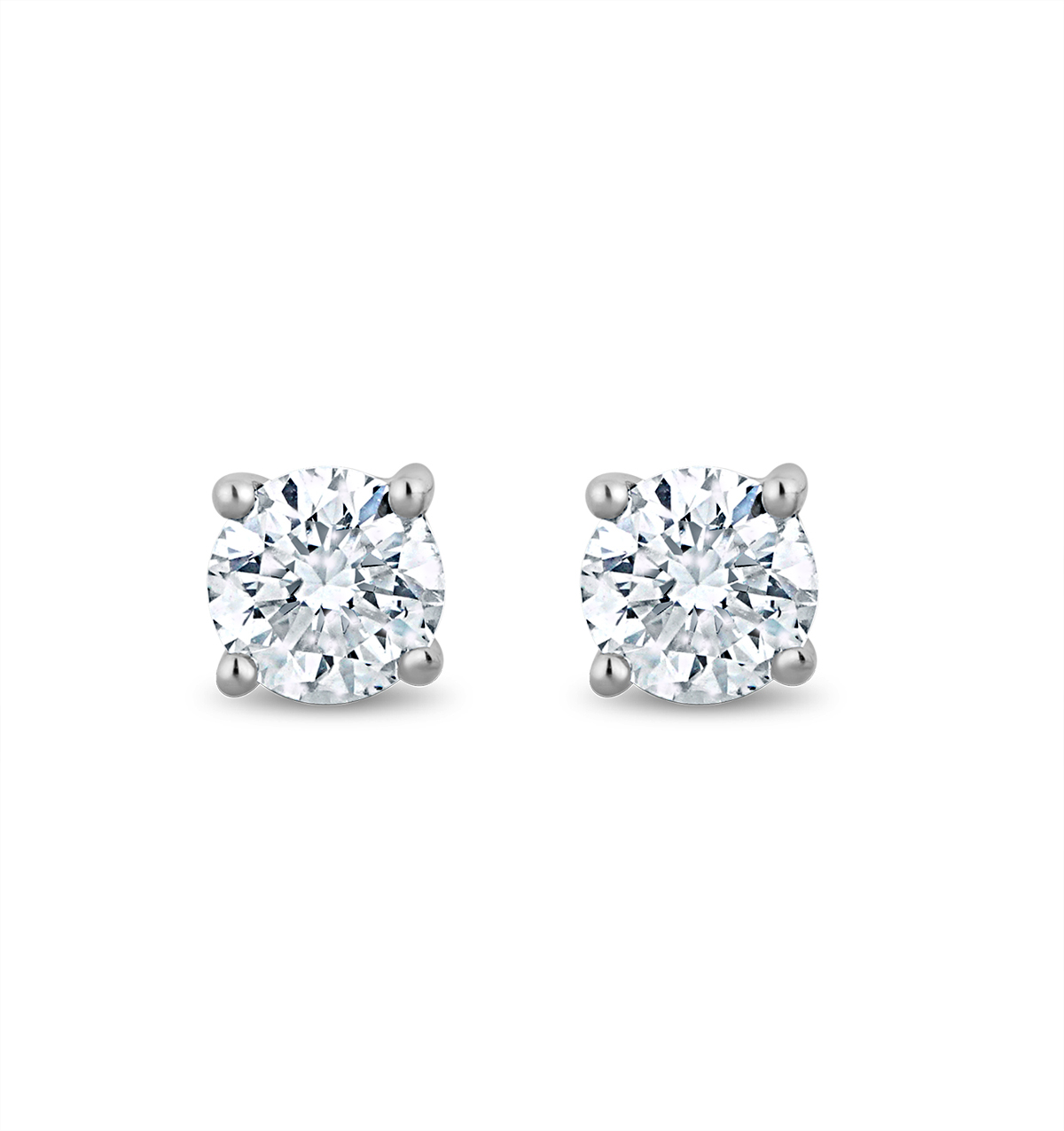 Lab Diamond Stud Earrings 0.10ct H/Si Quality in 9K White Gold - 2.4mm