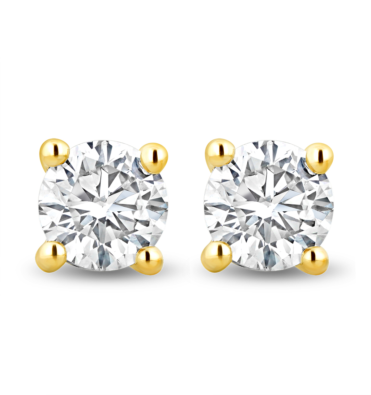 Lab Diamond Stud Earrings 1.00ct H/Si Quality in 9K Gold 5.2mm