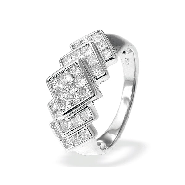 18K White Gold Princess Cut Diamond Ring (1.50ct) - SIZE L 1/2 - Image 1