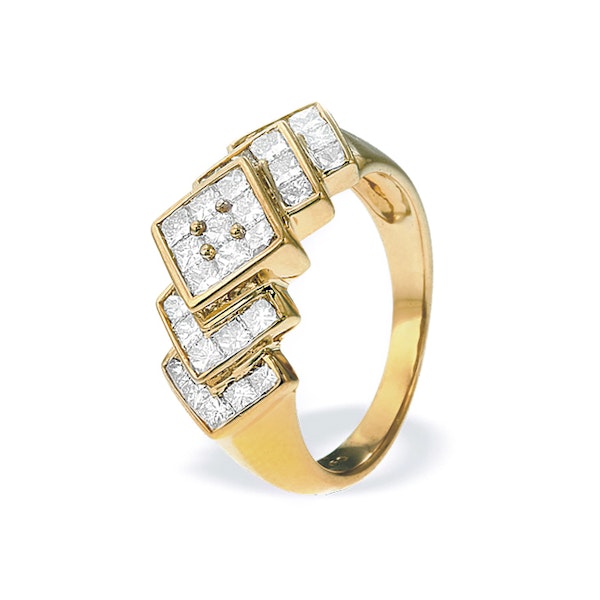 18K Gold Princess Cut Dia Ring (1.50ct) - SIZE N - Image 1