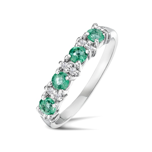 Emerald 0.60ct And Diamond 925 Sterling Silver Ring - Image 1