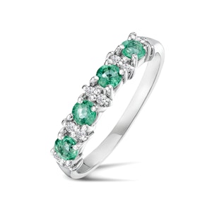 Emerald 0.60ct And Diamond 925 Sterling Silver Ring