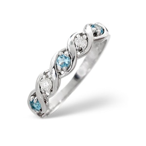 Blue Topaz 0.18CT And Diamond 925 Sterling Silver Ring