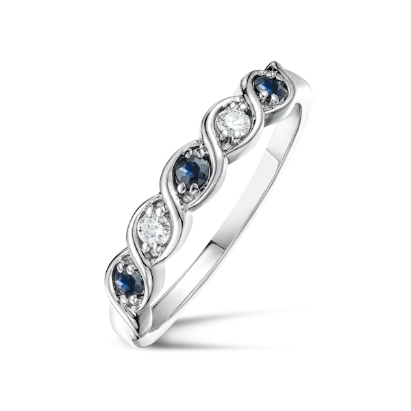 Sapphire 2.25 x 2.25mm And Diamond 925 Sterling Silver Ring - Image 1