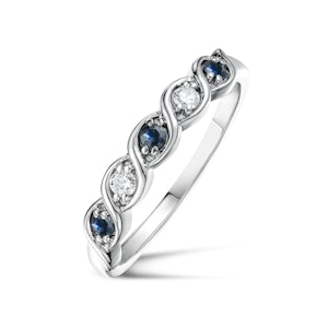 Sapphire 2.25 x 2.25mm And Diamond 925 Sterling Silver Ring