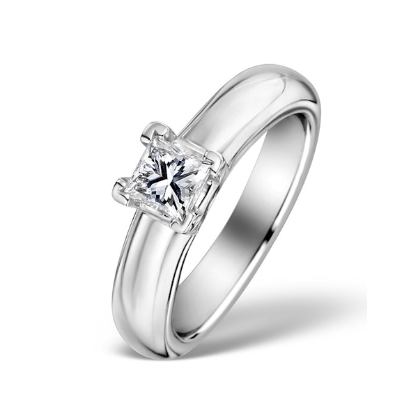 18K White Gold 0.50ct Princess Diamond Solitaire Ring - SIZE J - Image 1