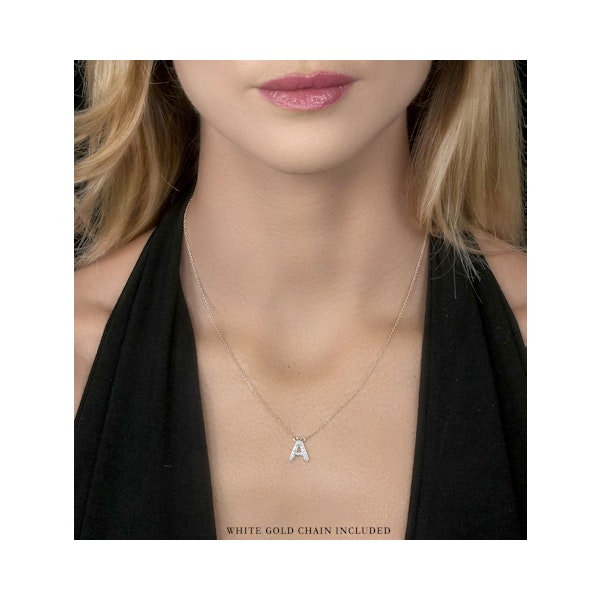 Initial 'A' Necklace Lab Diamond Encrusted Pave Set in 925 Sterling Silver - Image 2