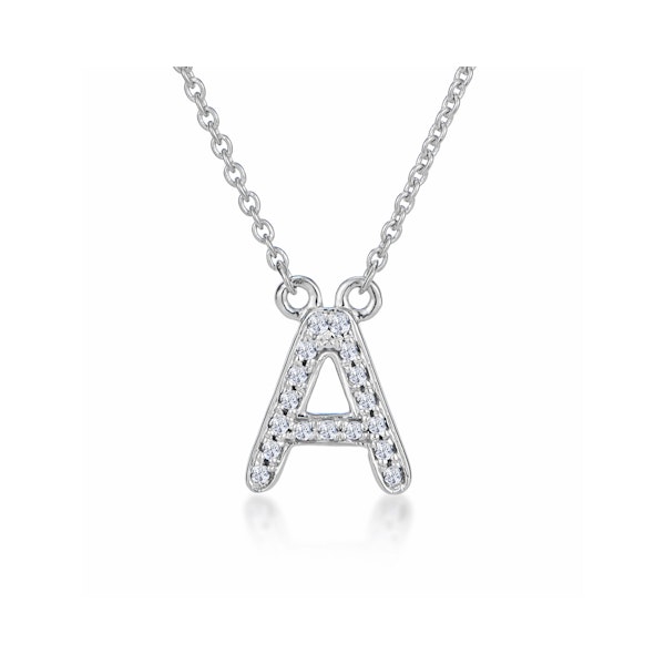 Initial 'A' Necklace Lab Diamond Encrusted Pave Set in 925 Sterling Silver - Image 1