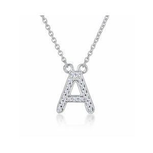 Initial 'A' Necklace Lab Diamond Encrusted Pave Set in 925 Sterling Silver