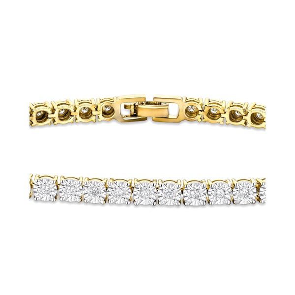 Diamond Set 1.00ct Tennis Bracelet in 18K Gold Vermeil - Image 3