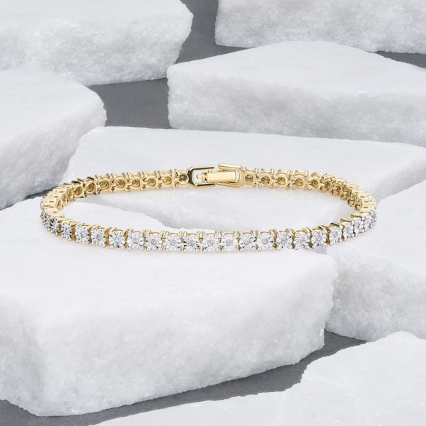 Diamond Set 1.00ct Tennis Bracelet in 18K Gold Vermeil - Image 4