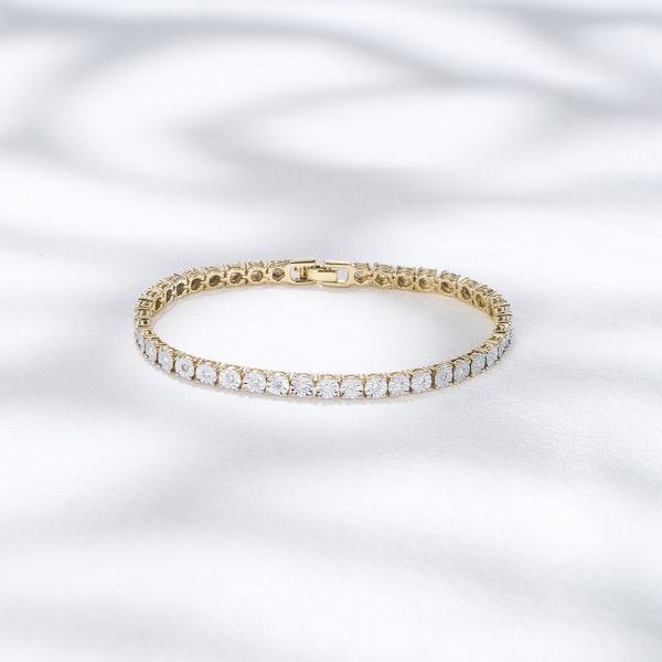 Diamond Set 1.00ct Tennis Bracelet in 18K Gold Vermeil - Image 2