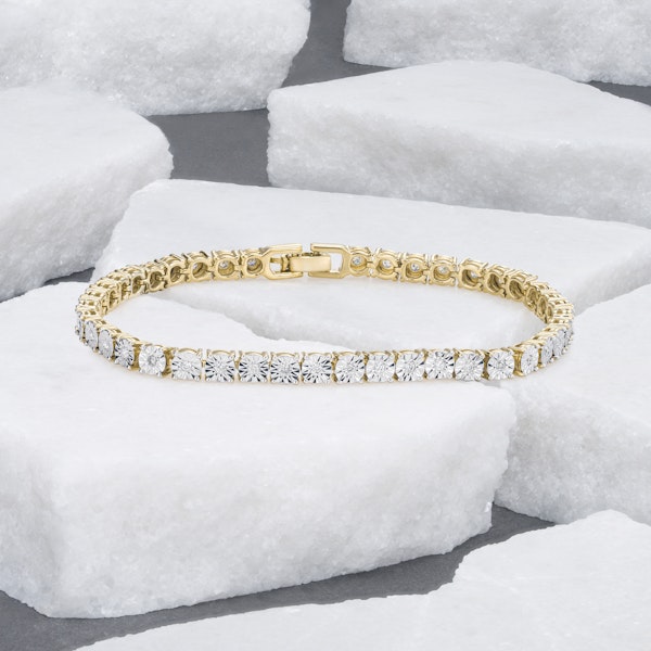 18K Gold Vermeil Diamond Set 0.57ct Tennis Bracelet - Image 4