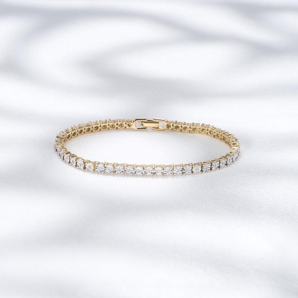 18K Gold Vermeil Diamond Set 0.57ct Tennis Bracelet - Image 2