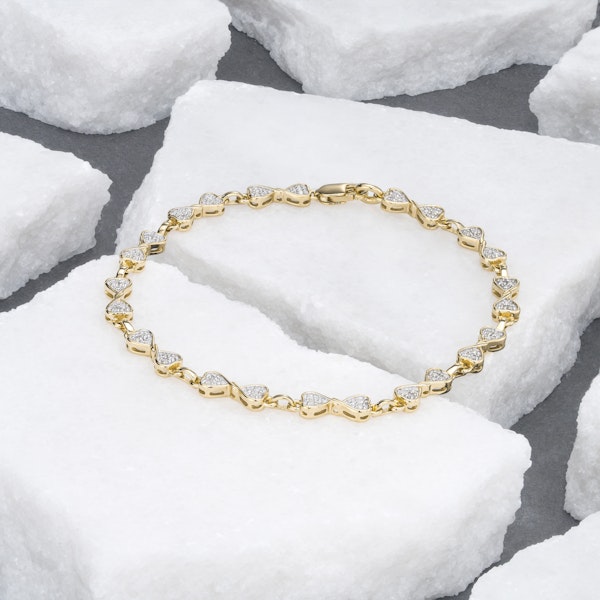 0.25ct Diamond Heart Bracelet Set In 18K Gold Vermeil - Image 4