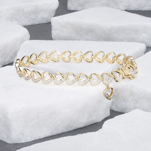 Diamond 18K Gold Vermeil Heart Bracelet - Image 4