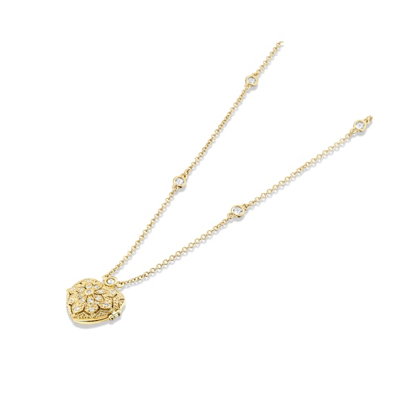 Vintage Heart Locket Lab Diamond Necklace White Topaz in 18K Gold Vermeil - Image 7