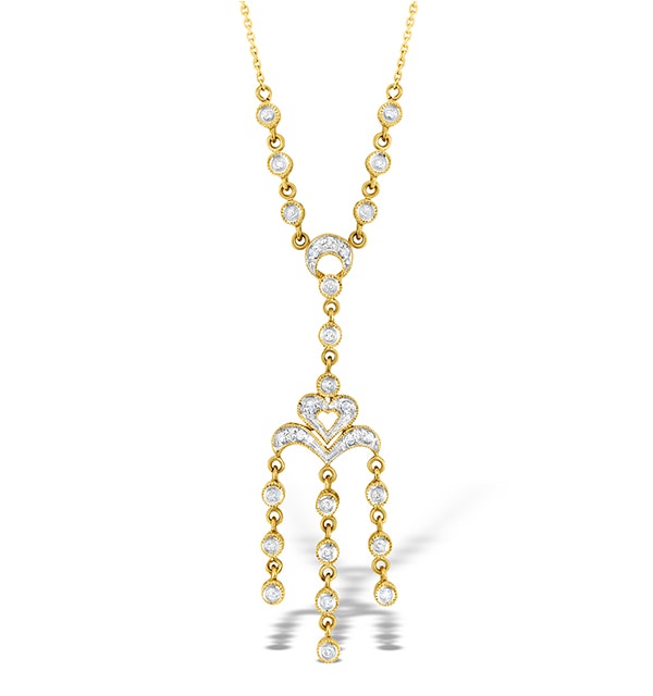 9K Gold Diamond Pave Style Drop Necklace - image 1