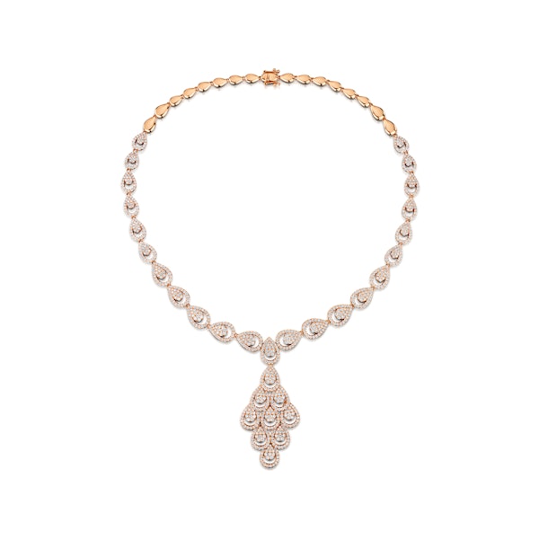 Diamond Necklace Pyrus Chandelier 12.60ct H/Si Diamonds 18K Rose Gold - Image 1