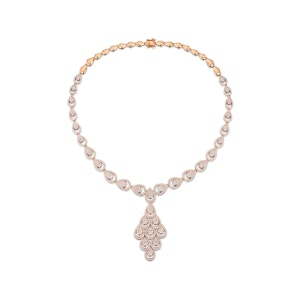 Diamond Necklace Pyrus Chandelier 12.60ct H/Si Diamonds 18K Rose Gold