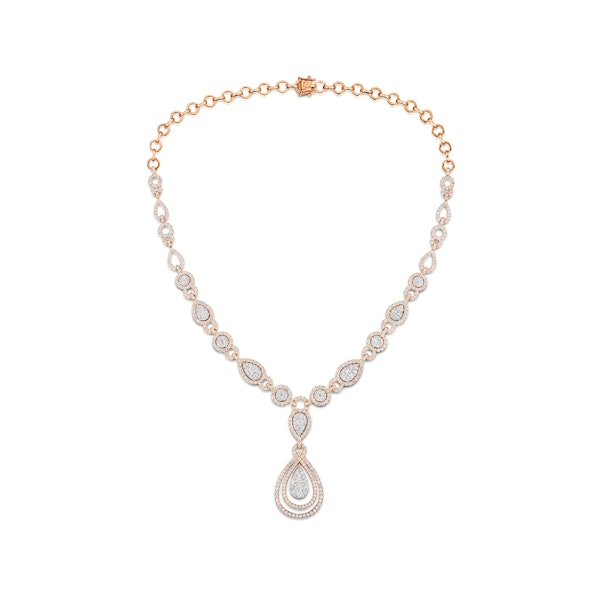 Diamond Necklace Pyrus Halo 11.00ct in 18K Rose Gold - Image 1