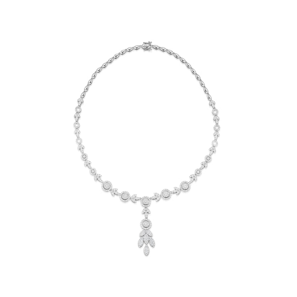Diamond Necklace Vintage Halo 8.30ct H/Si in 18K White Gold - Image 1