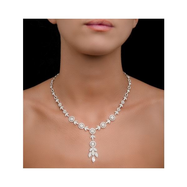 Diamond Necklace Vintage Halo 8.30ct H/Si in 18K White Gold - Image 2