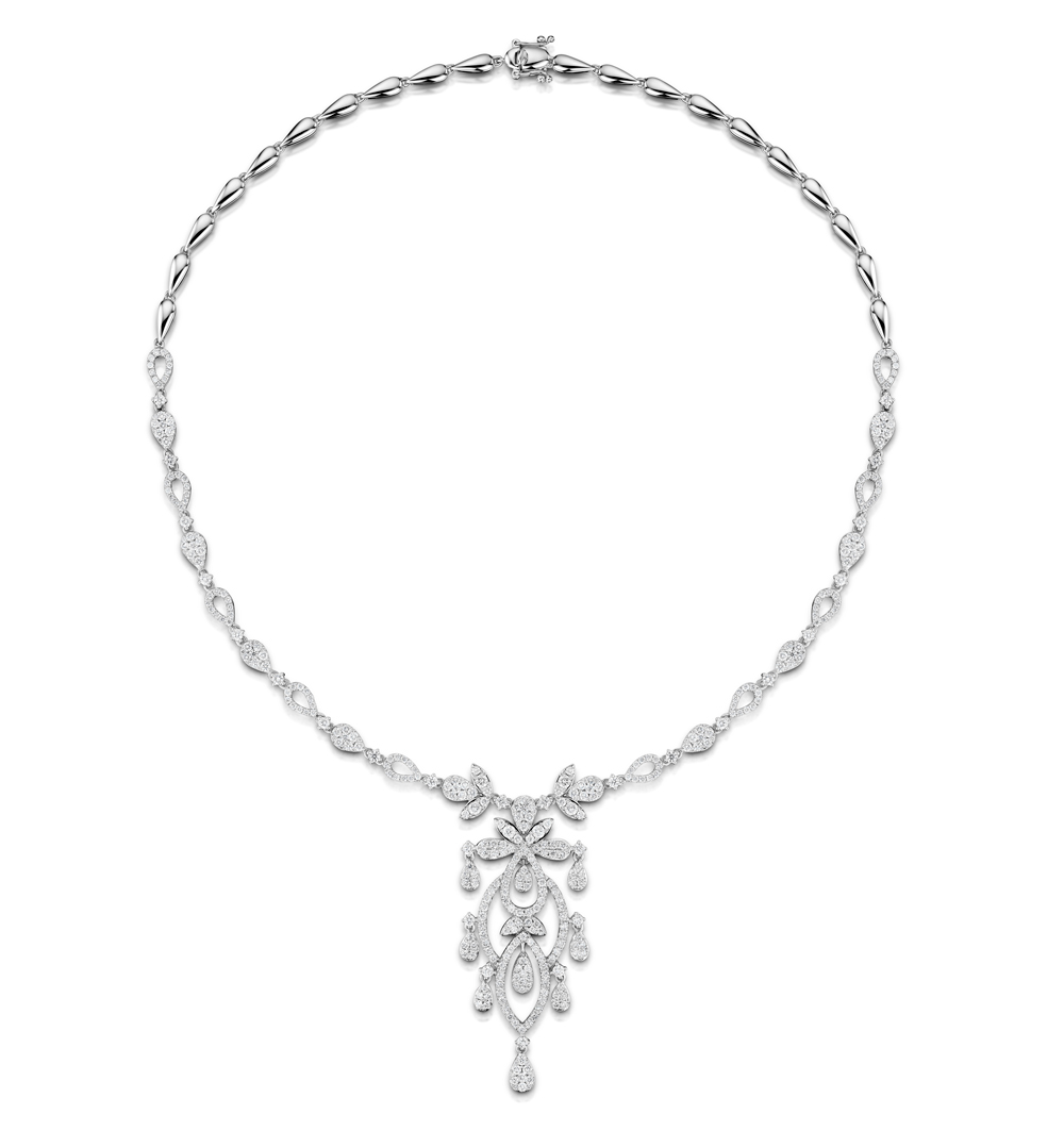 Diamond Necklace Vintage Pyrus 9.00ct H Si Diamonds in 18K White Gold