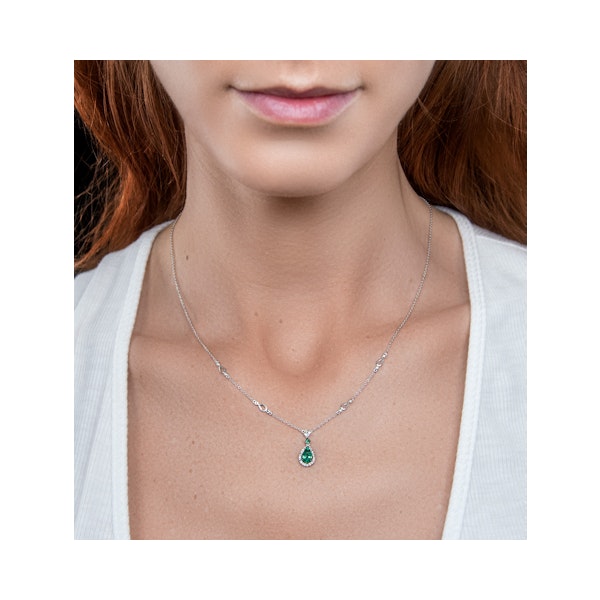 Emerald and Diamond Stellato Necklace 0.13ct in 9K White Gold - Image 2