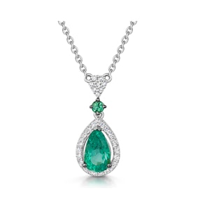 Emerald and Diamond Stellato Necklace 0.13ct in 9K White Gold