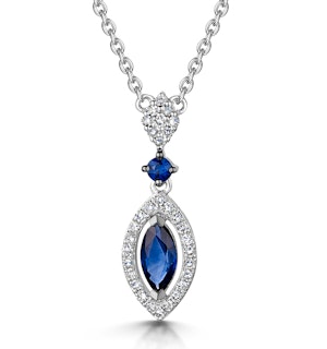 Sapphire and Diamond Stellato Necklace 0.13ct in 9K White Gold