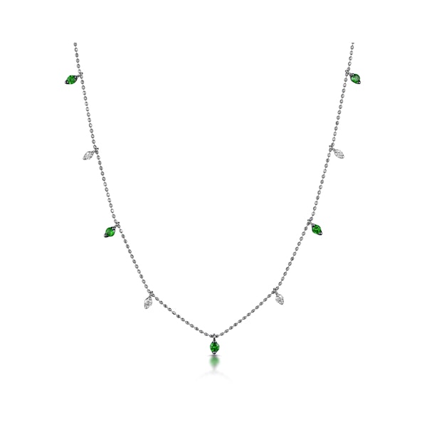 Emerald and Diamond Necklace in 18K White Gold - Vivara Collection - Image 1