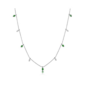 Emerald and Diamond Necklace in 18K White Gold - Vivara Collection