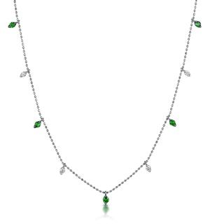 Emerald and Diamond Necklace in 18K White Gold - Vivara Collection