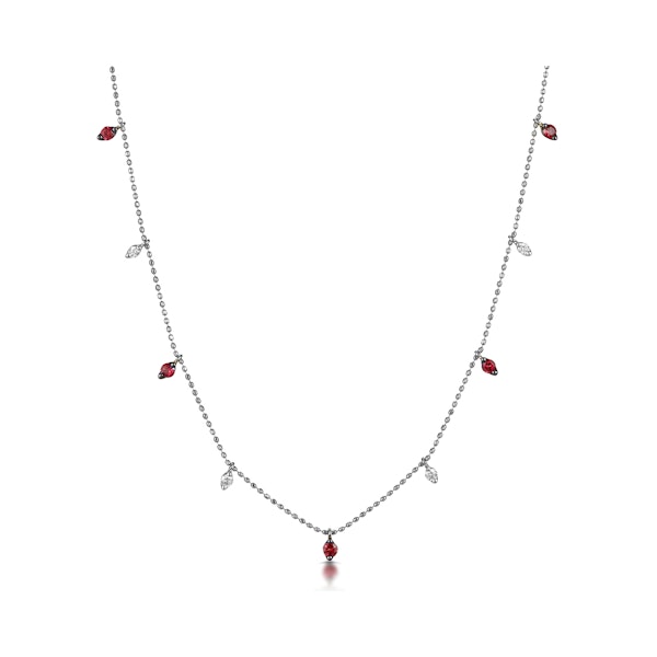 Ruby and Diamond Necklace in 18K White Gold - Vivara Collection - Image 1